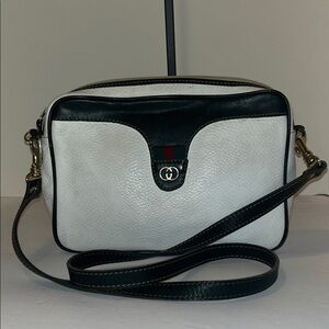 Gucci Black and White Leather Shoulder Bag